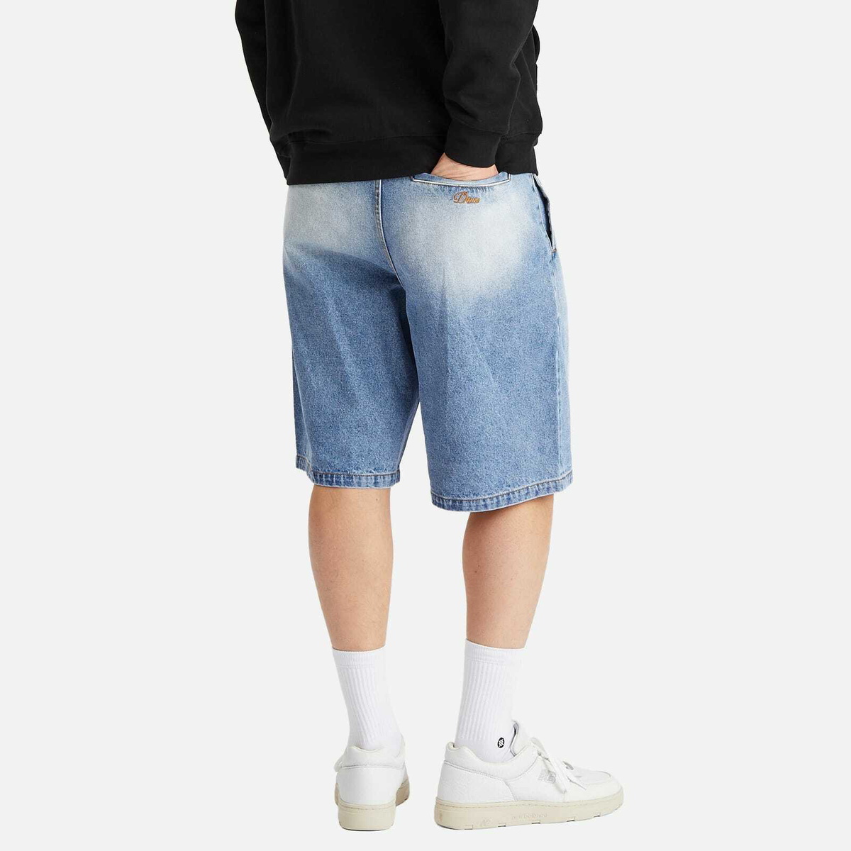 Dime Men's Pleated Denim Shorts in Blue Washed