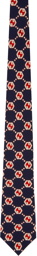Gucci Navy & Red Silk GG Hexagon Tie