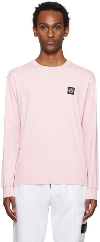 Photo: Stone Island Pink Patch Long Sleeve T-Shirt