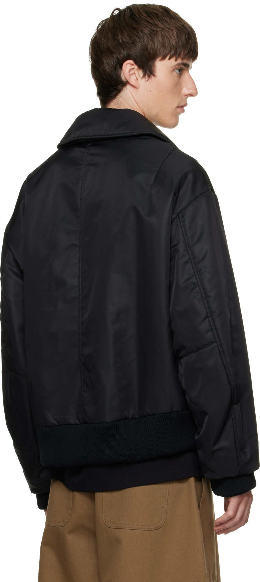 Simone Rocha Black Draped Side Zip Bomber Jacket
