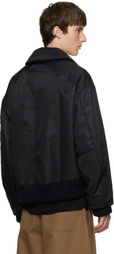 Simone Rocha Black Draped Side Zip Bomber Jacket