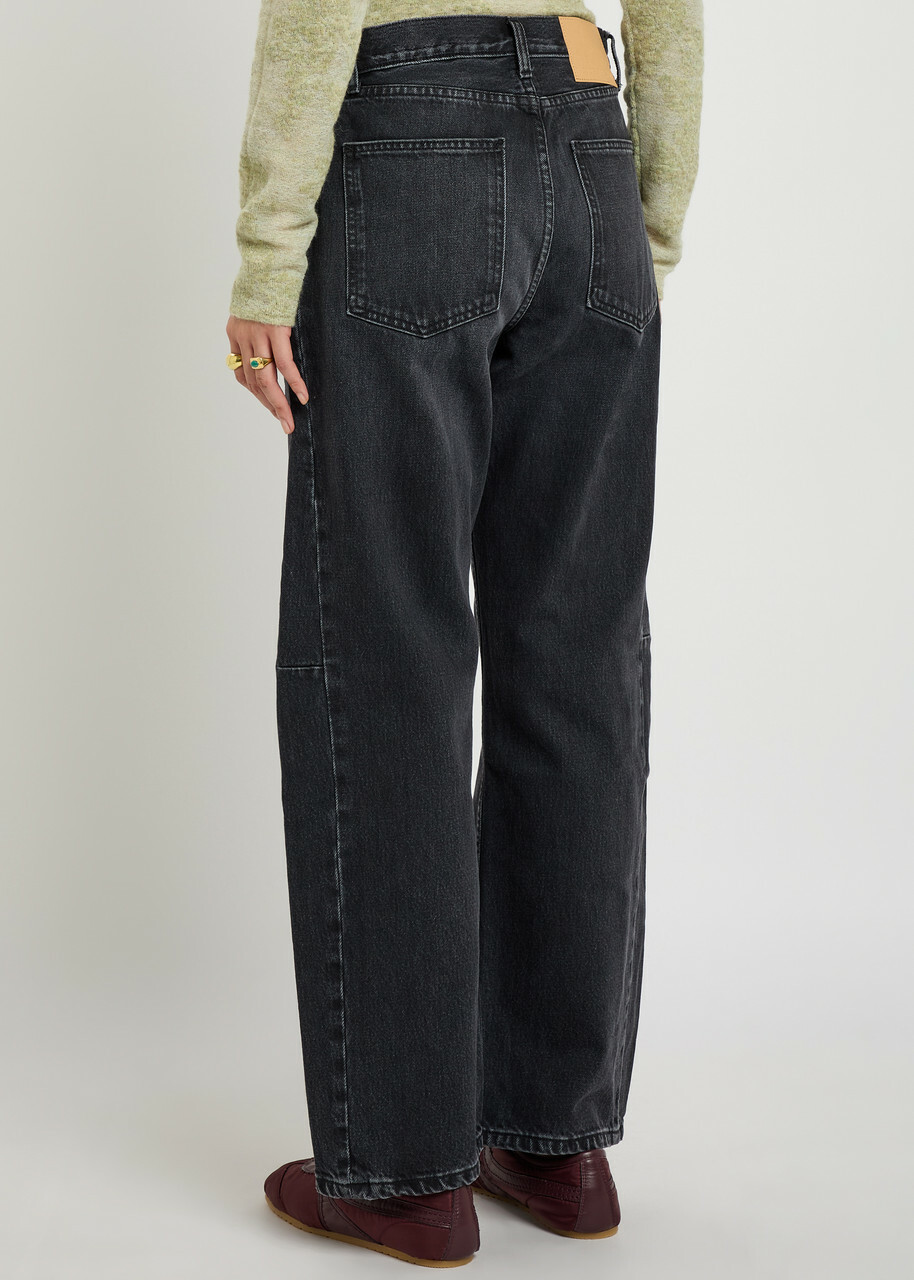 B Sides Slim Lasso Structured Barrel-leg Jeans Black