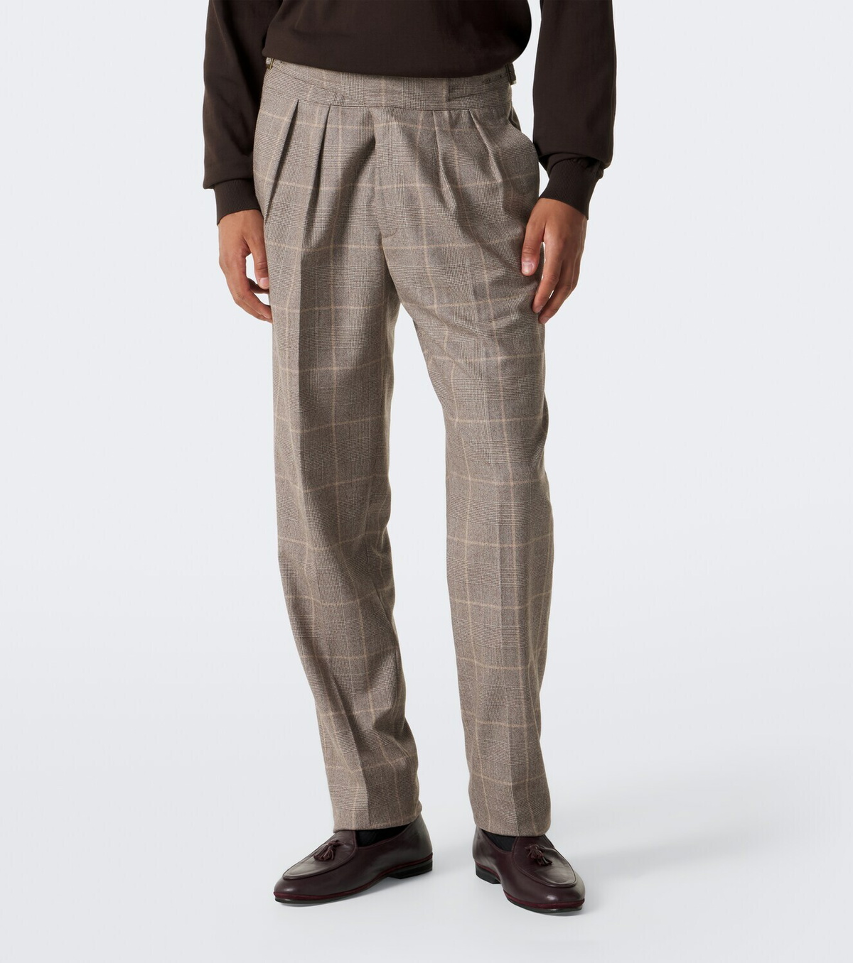 Rubinacci Checked virgin wool straight pants