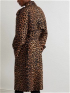 SAINT LAURENT - Leopard-Print Silk-Voile Trench Coat - Brown
