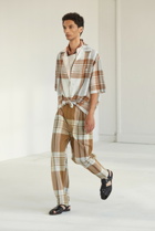 Lemaire - Pleated checked drawstring pants