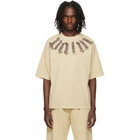 Palm Angels Beige Big Neck Logo Loose T-shirt