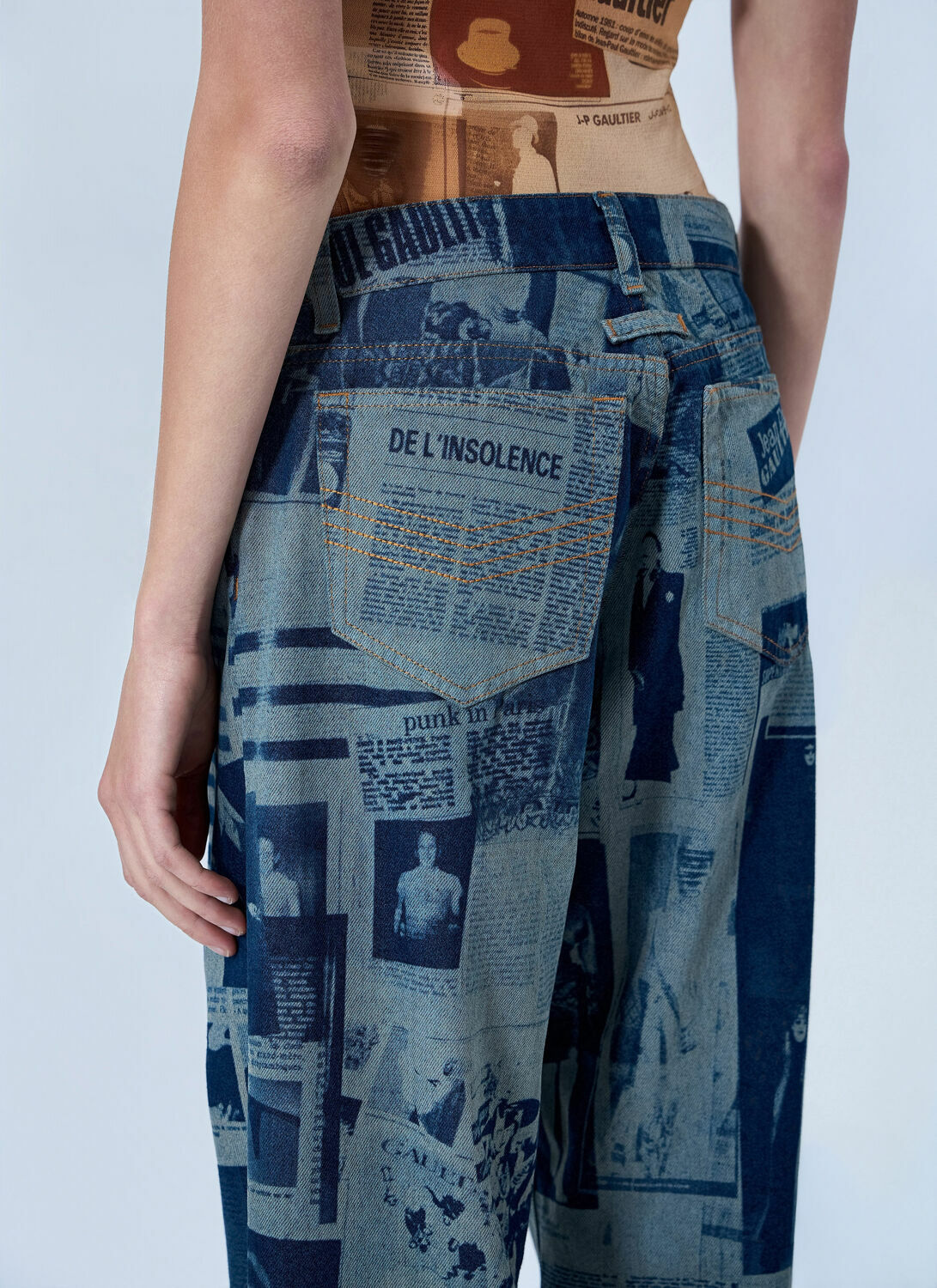 Jean Paul Gaultier Newspaper Print Jeans
