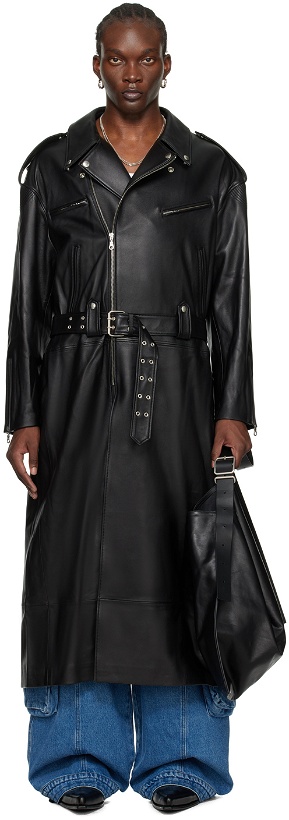 Photo: LU'U DAN Black Long Perfecto Leather Coat