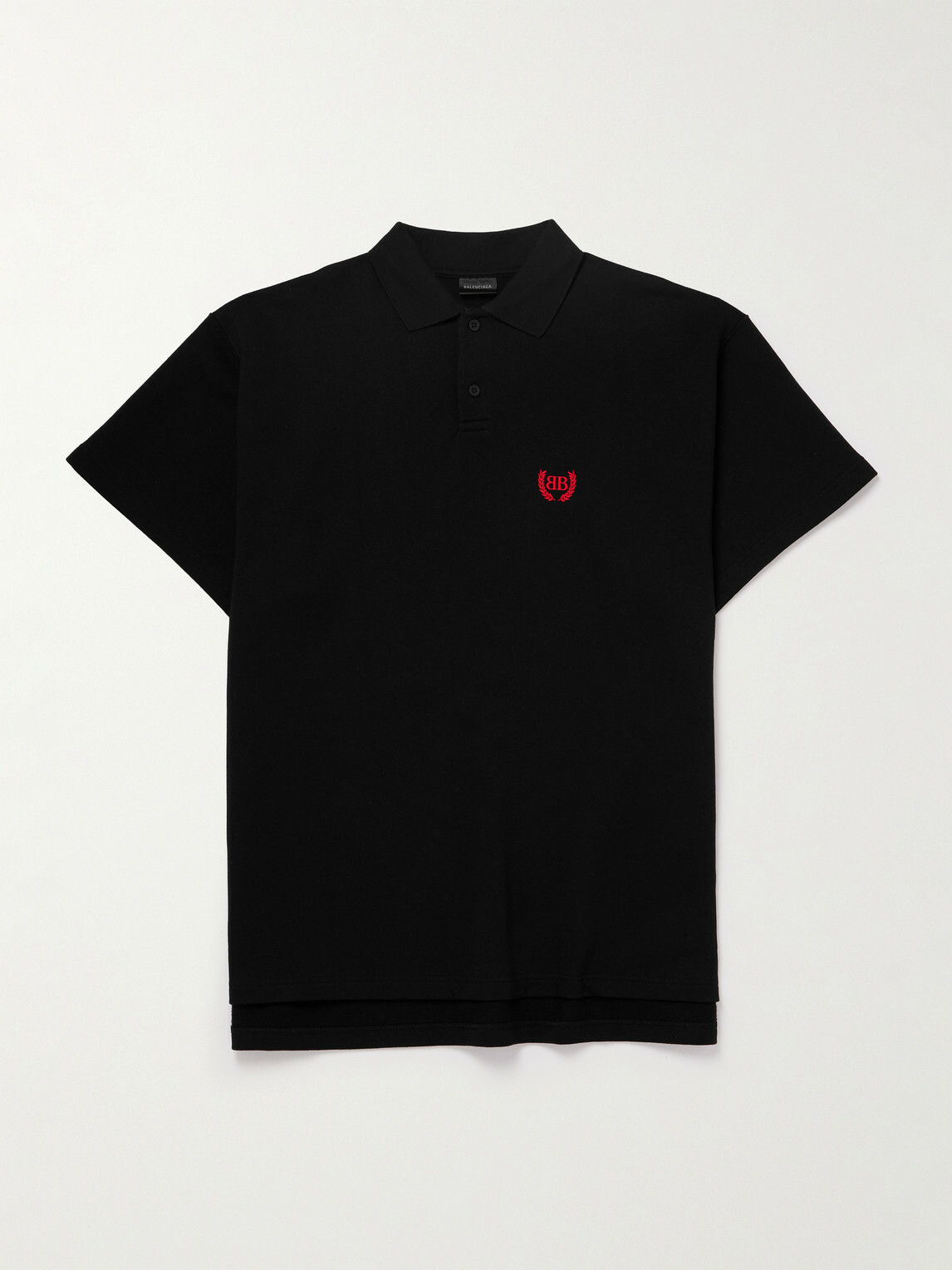 Balenciaga - Oversized Logo-Embroidered Cotton Polo Shirt - Black