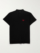 Balenciaga - Oversized Logo-Embroidered Cotton Polo Shirt - Black