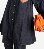 Loewe - Leather-trimmed denim overshirt