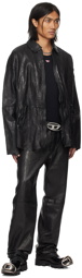 Diesel Black P-Macs-LTH Leather Pants