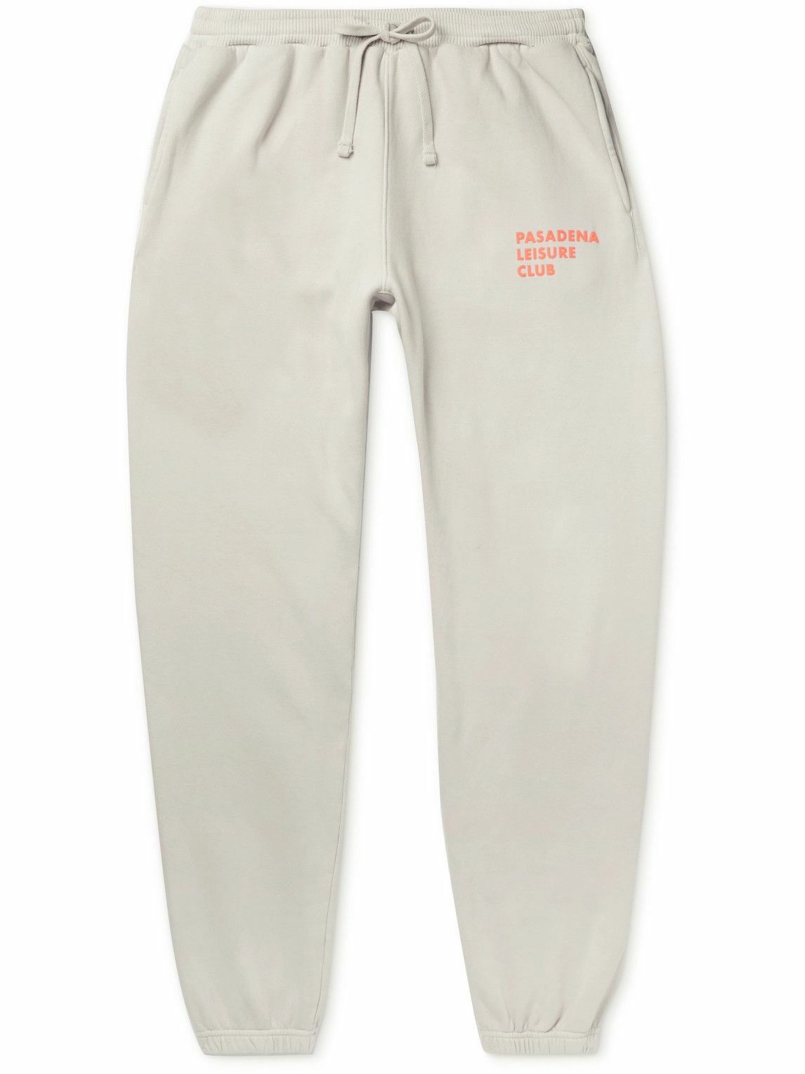 Photo: Pasadena Leisure Club - Puff Tapered Logo-Print Cotton-Jersey Sweatpants - Neutrals