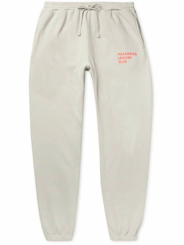Photo: Pasadena Leisure Club - Puff Tapered Logo-Print Cotton-Jersey Sweatpants - Neutrals