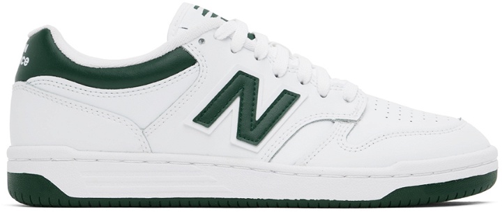 Photo: New Balance White & Green 480 Sneakers