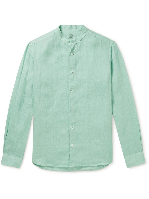 Photo: Altea - Brent Grandad-Collar Linen Shirt - Blue