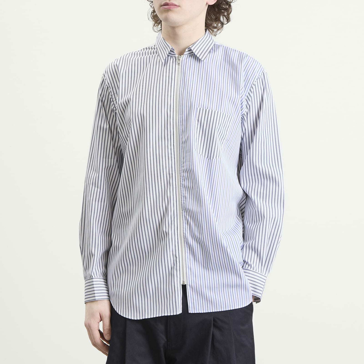 Comme des Garçons SHIRT Men's Cotton Poplin Shirt in White X Stripe