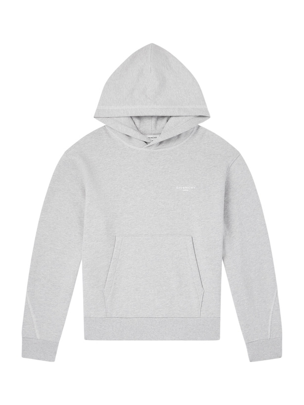 Photo: Givenchy - Logo-Embroidered Cotton-Jersey Hoodie - Gray