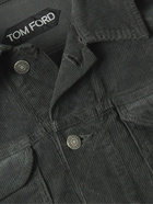 TOM FORD - Garment-Dyed Cotton-Blend Corduroy Trucker Jacket - Gray