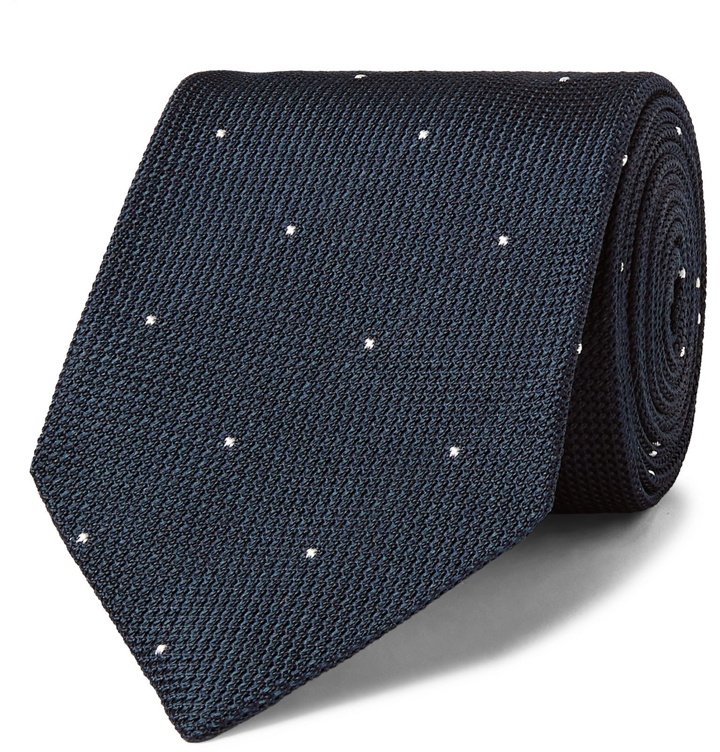 Photo: Drake's - 8cm Polka-Dot Silk-Jacquard Tie - Blue