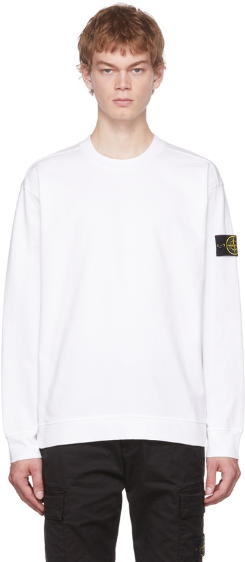 Photo: Stone Island White Cotton Long Sleeve T-Shirt