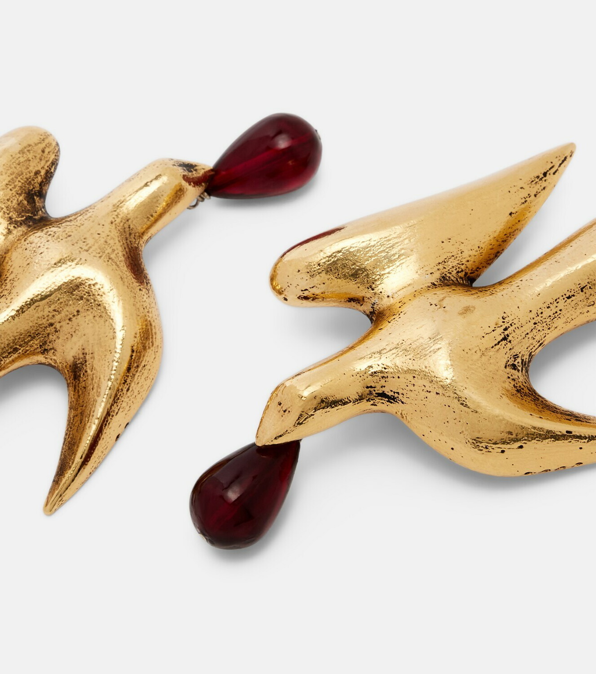 Saint Laurent Dove embellished drop earrings