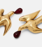 Saint Laurent Dove embellished drop earrings