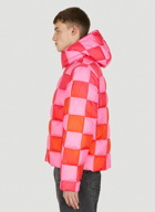 Gradient Damier Puffer Jacket in Pink