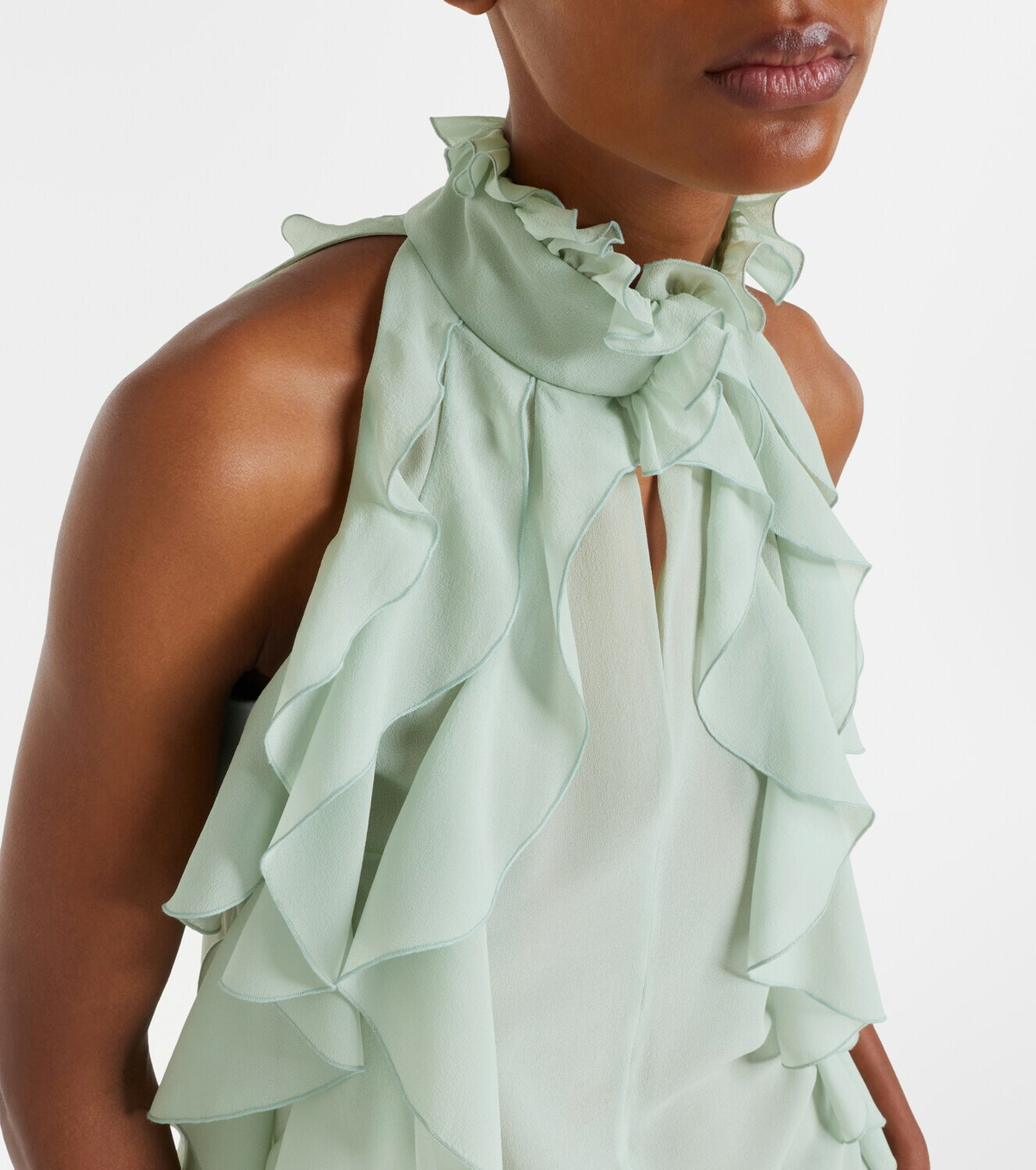 McQueen Ruffled silk chiffon top