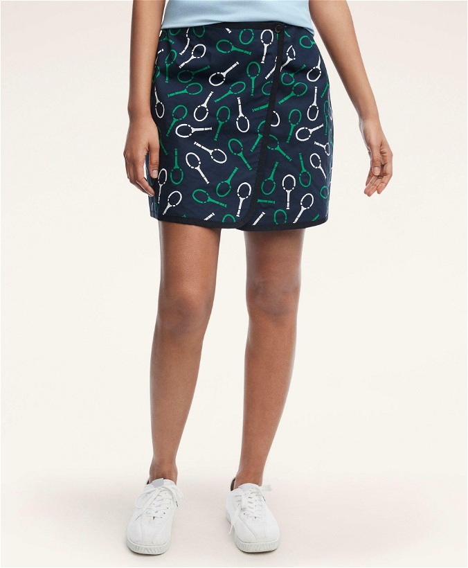 Photo: Brooks Brothers Women's Reversible Print-Embroidered Tennis Skirt | Navy/Green