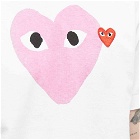 Comme des Garçons Play Men's Red Heart Colour Heart T-Shirt in White/Pink