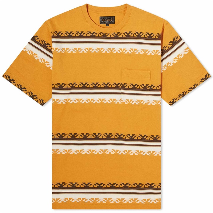 Photo: Beams Plus Men's Jacquard Stripe Pocket T-Shirt in Mustard