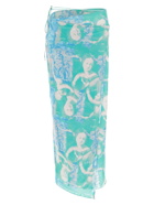 Rotate Printed Midi Wrap Skirt