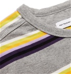 Pop Trading Company - Logo-Embroidered Striped Mélange Cotton-Jersey T-Shirt - Gray