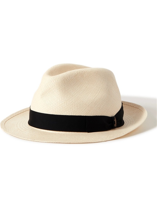 Photo: BORSALINO - Grosgrain-Trimmed Straw Panama Hat - Neutrals