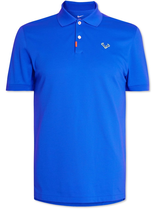 Photo: Nike Tennis - NikeCourt Rafa Slim-Fit Cotton-Blend Piqué Polo Shirt - Blue