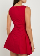 Staud Gwen Stretch-cotton Poplin Mini Dress Red
