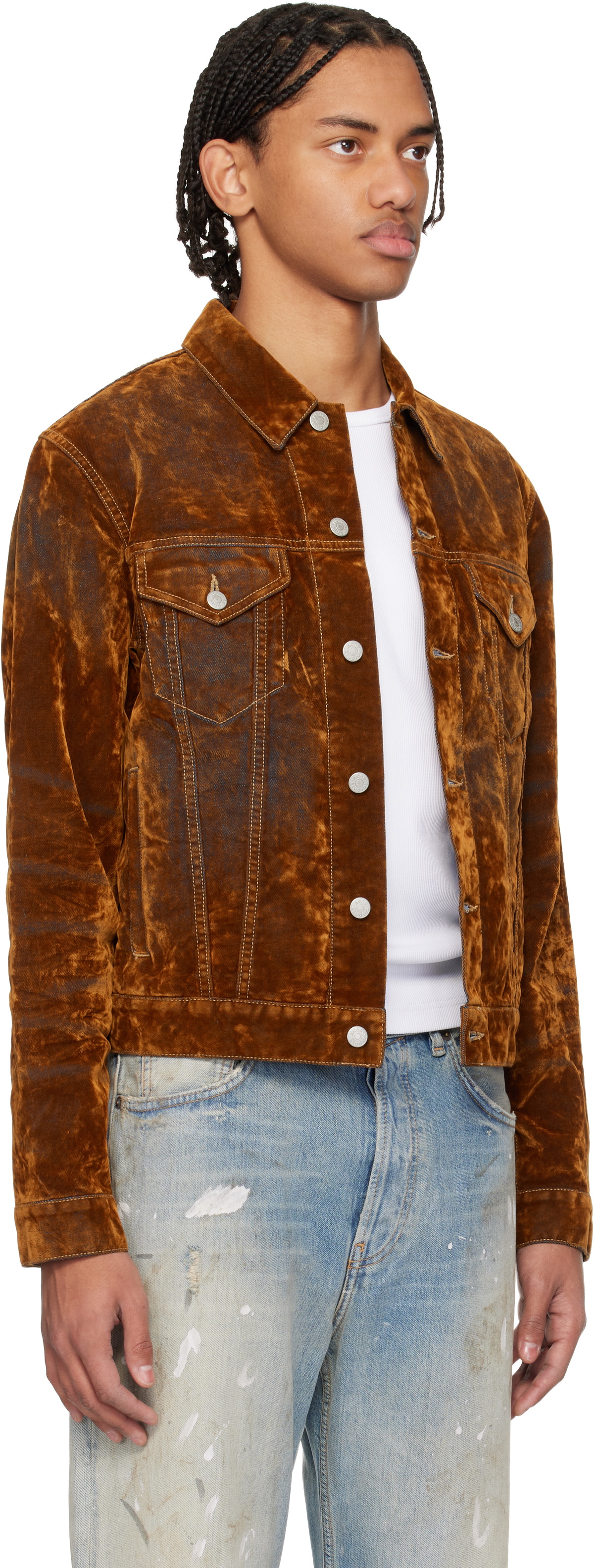 Acne Studios Brown Flocked Denim Jacket