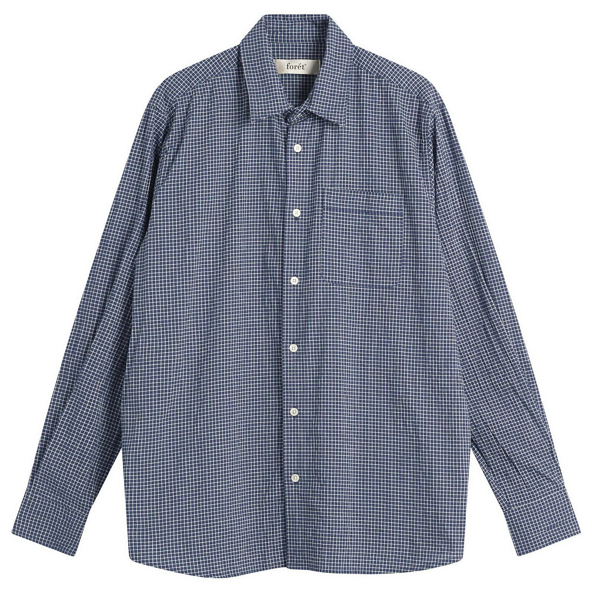 Foret Men's Pluto Checked Shirt in Navy/Cloud