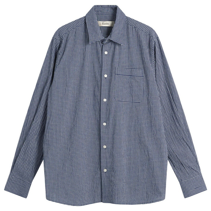 Photo: Foret Men's Pluto Checked Shirt in Navy/Cloud
