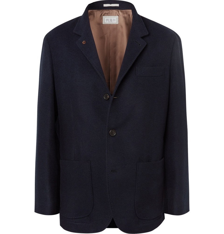 Photo: Brunello Cucinelli - Navy Unstructured Cashmere Blazer - Navy