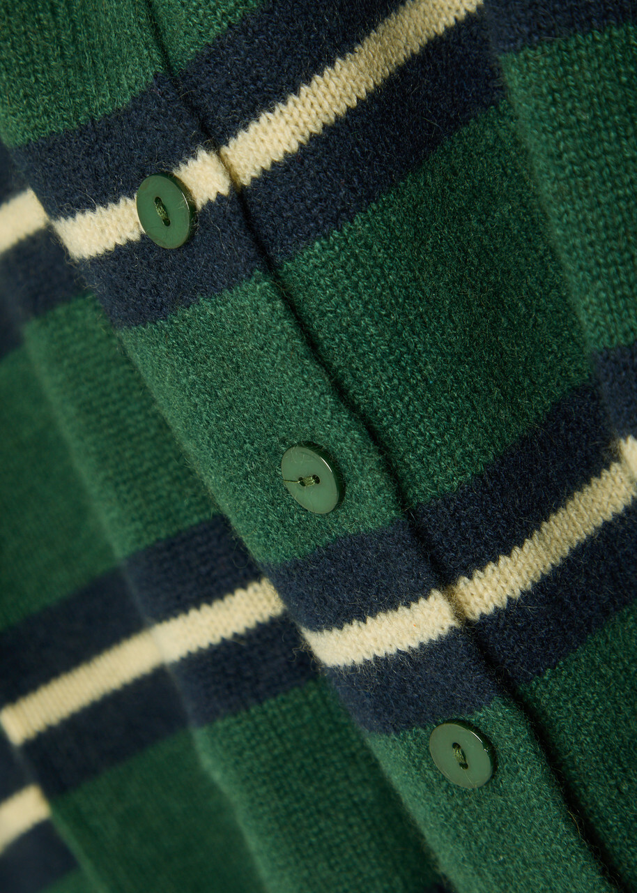 Reformation Clara Striped Cashmere Cardigan Green