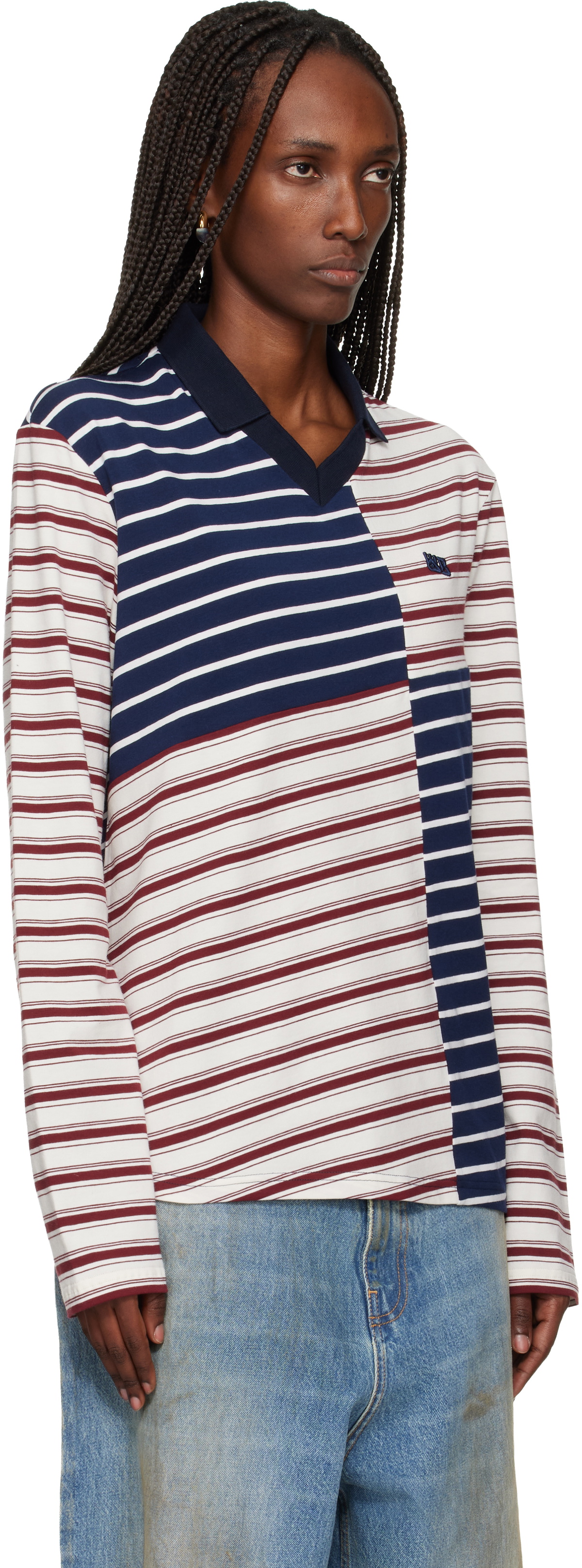 Wales Bonner Off-White & Navy 'The Spirit' Polo