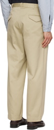 nanamica Khaki Double Pleated Chino Trousers