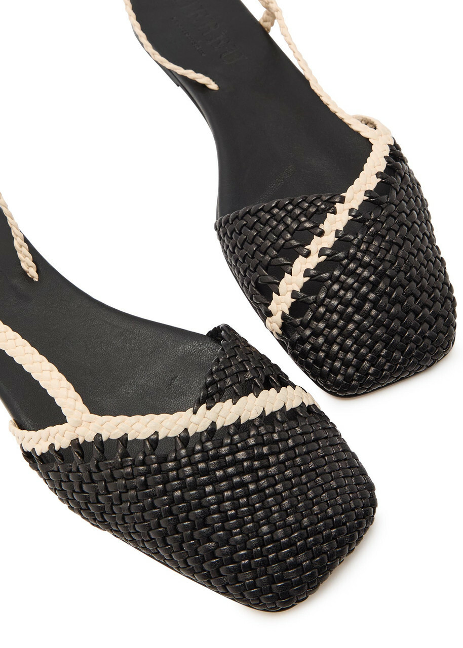 Hereu Rondaia Woven Leather Sandals Black And White