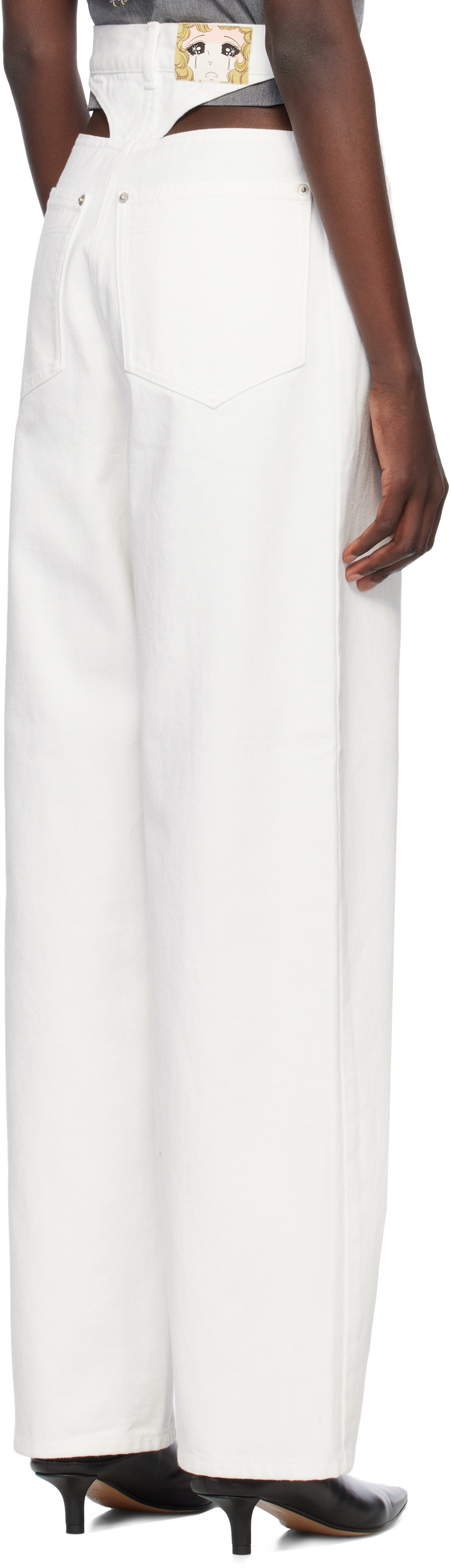 Pushbutton White Panty Cutout Jeans
