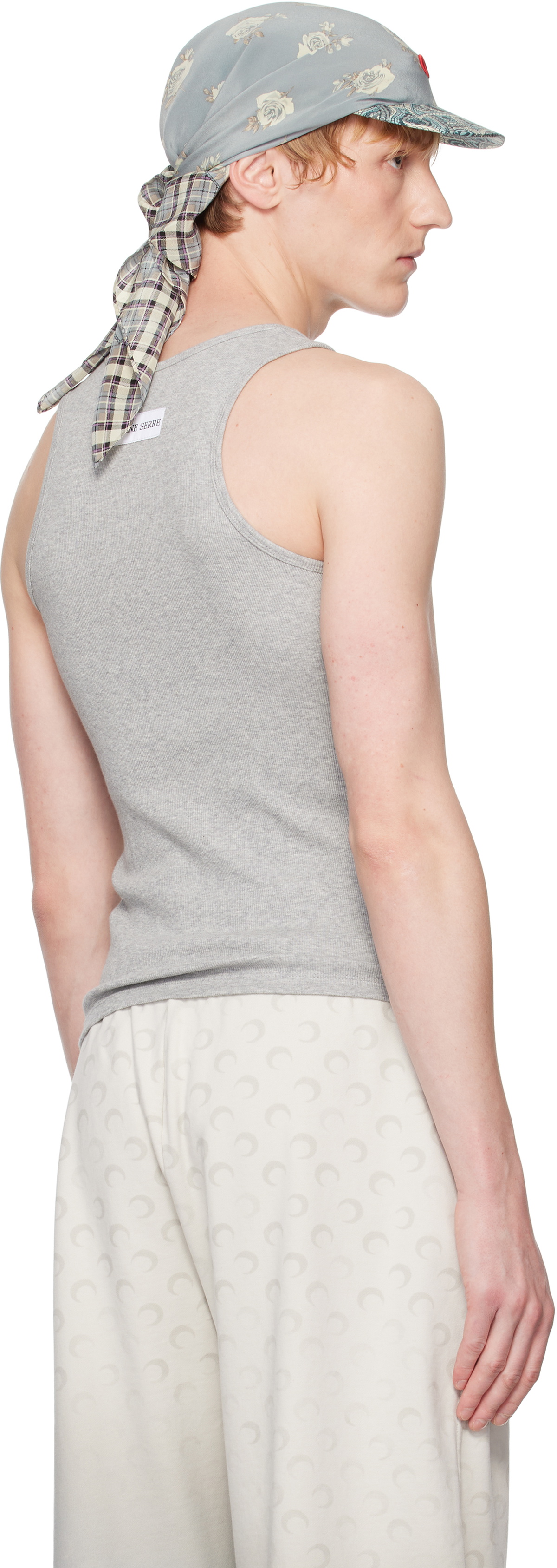 Marine Serre Gray Organic Cotton Rib Tank Top Marine Serre