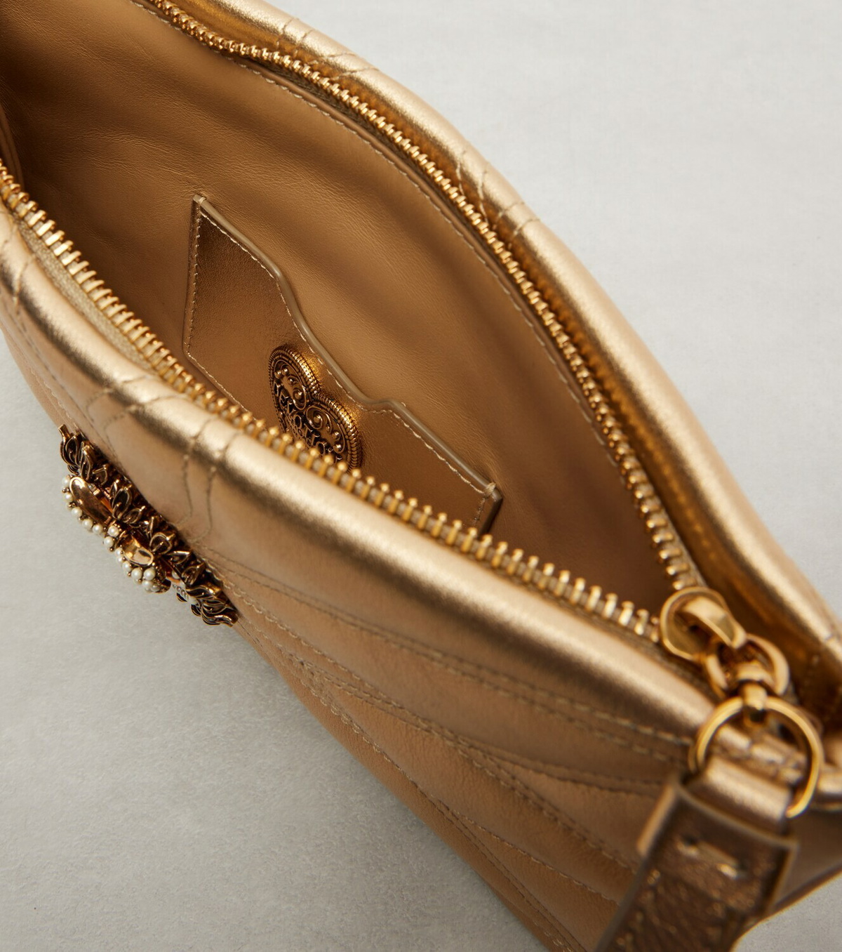 Dolce&Gabbana Devotion Mini metallic leather pouch