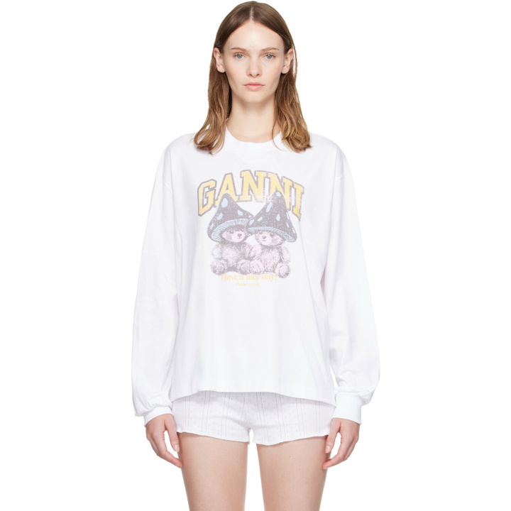 Photo: GANNI White Mushroom Teddy Long Sleeve T-shirt
