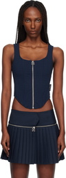 Off-White Navy Heavy Jer Corset Top